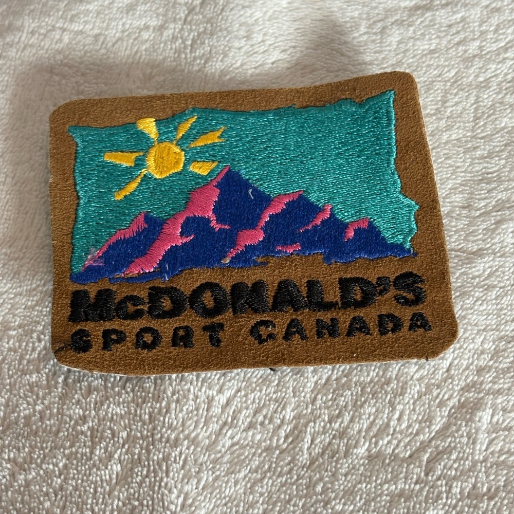 Vintage McDonald's Sport Canada Patch Sew On multicolour Mountains Sun 3”X 2.5”